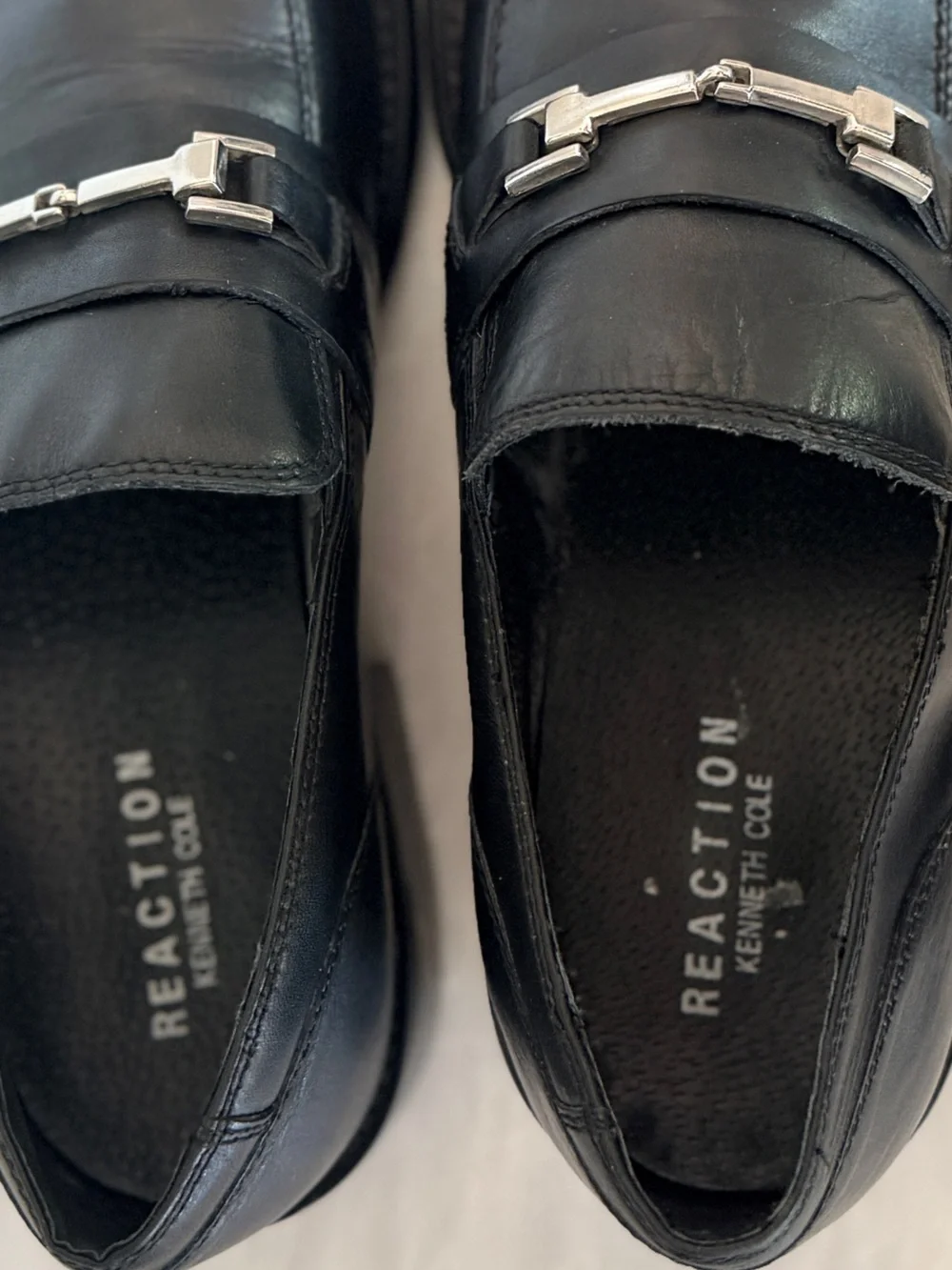 Kenneth Cole Reaction Leather Bit Loafers Men’s 10M Black Slip On Dress Shoes